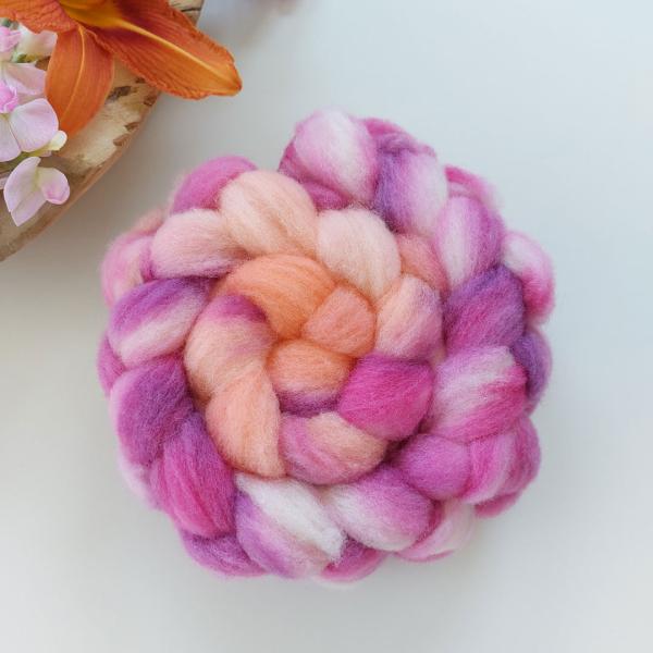 Handgefärbter Kammzug Paula's Wolle (Süddeutsches Merino) 100g Nr. 8